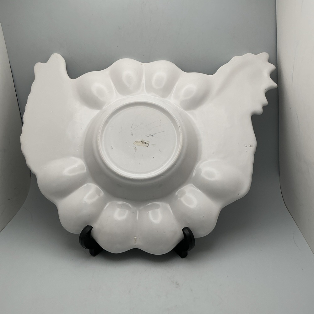 Vintage Teleflora Deviled Egg Platter Dish Plate Chicken Hen Shaped Portugal - Picture 3 of 5